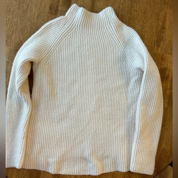Madewell Northfield Mockneck Sweater Women's Medium Antique Cream Ribbed Soft - Picture 2 of 14